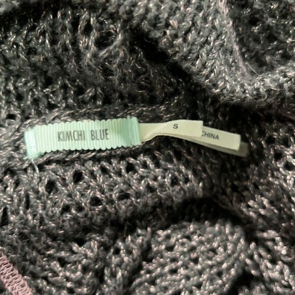 KIMCHI Blue Purple Metallic a lace Up Sweater Sz S - Picture 12 of 13